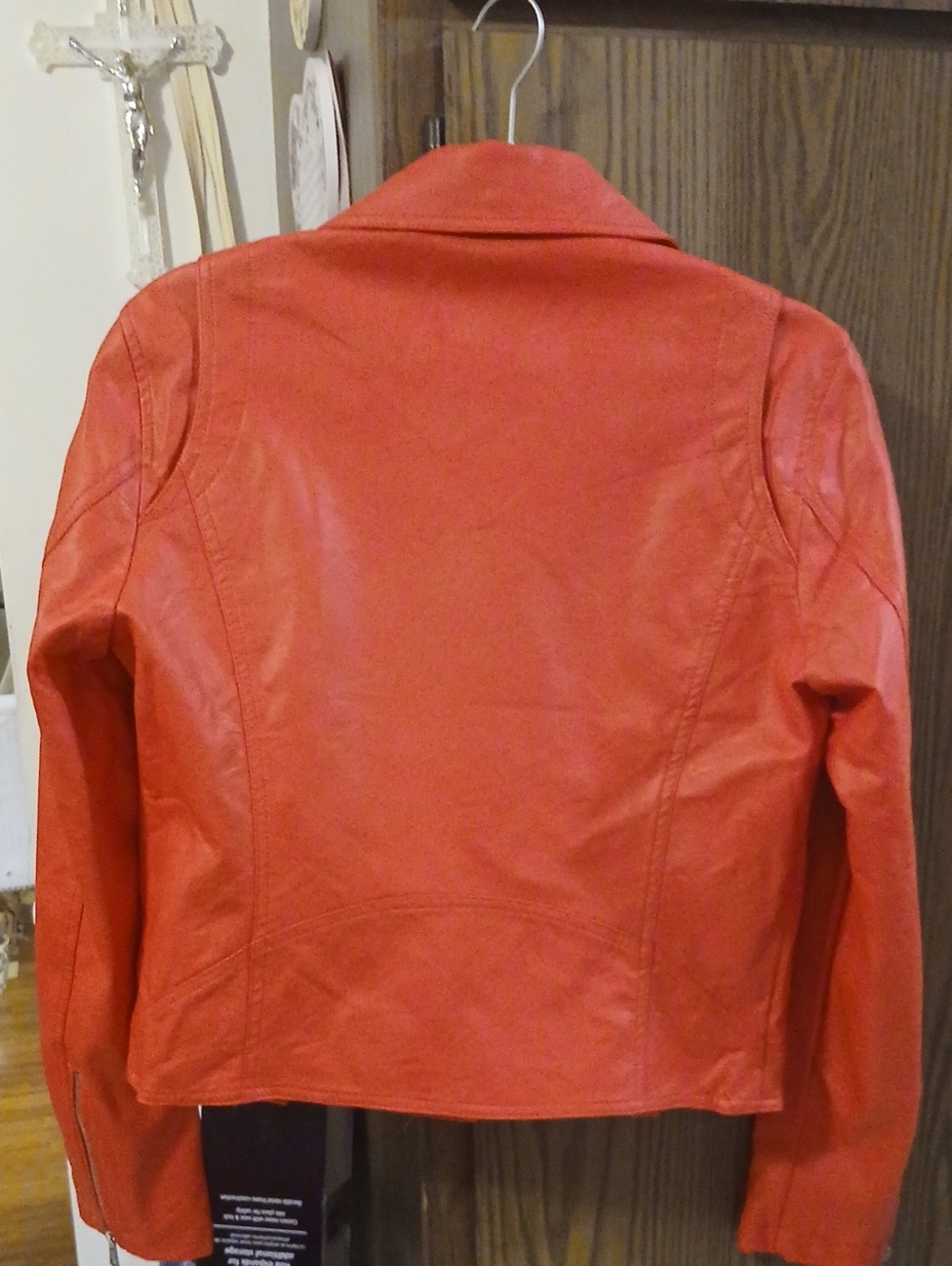 Red Faux Leather Moto Jacket for Women - Picture 6 of 6